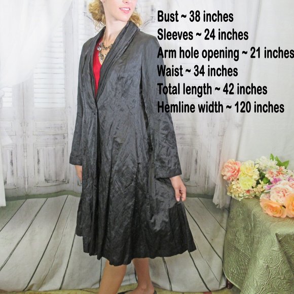Eileen Fisher coat, Black knee length shawl collar, Fits to 38 inch bust, unworn - Picture 5 of 11